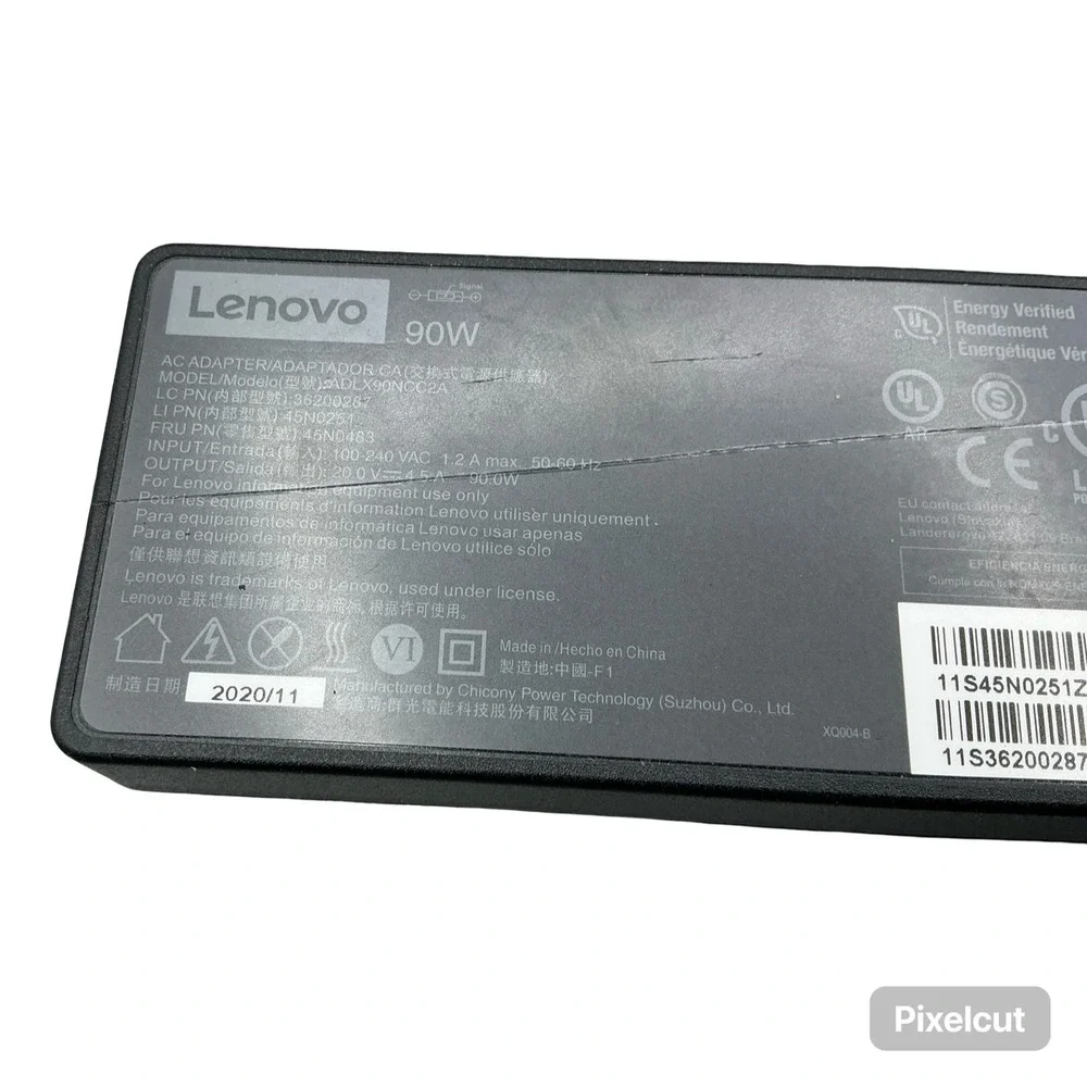 Lenovo 90W AC Laptop Adapter ADLX90NCC2A Slim Tip Power Cord 45N0483 20V 4.5A